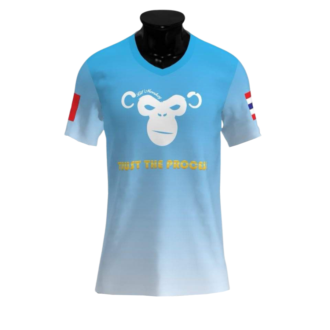 Sky Blue Lil'Monkey Customizable Fan T-Shirt